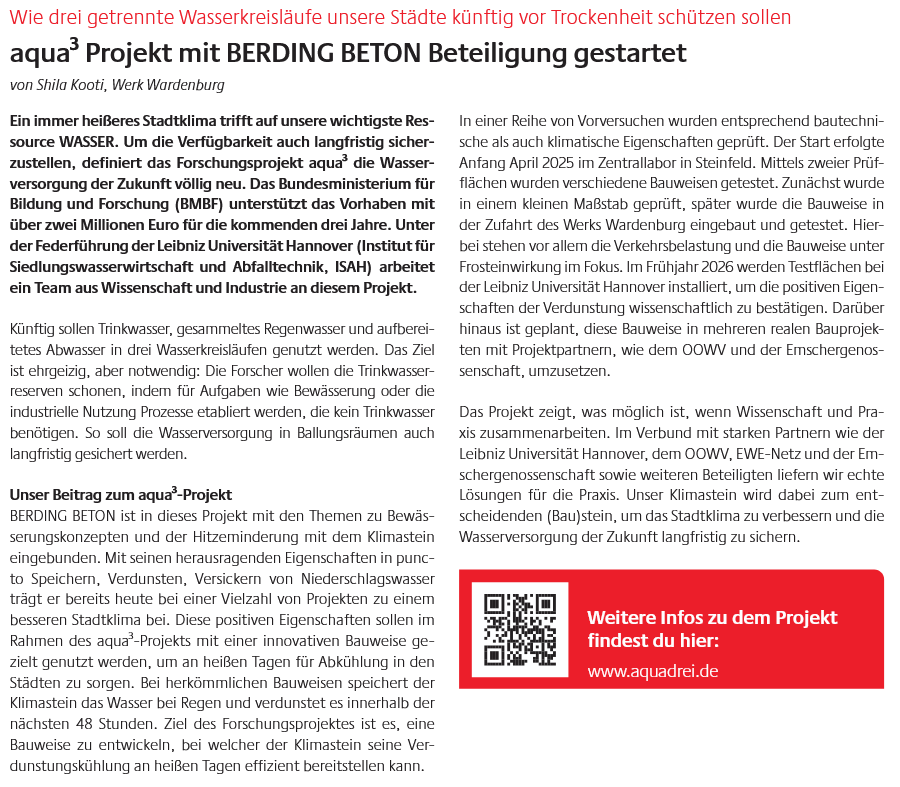 aqua³-Projekt mit BERDING BETON-Beteiligung gestartet